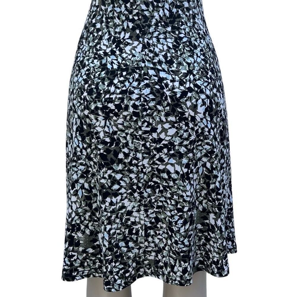 Connected Faux Wrap Dress Women's 10P Short Sleeve Abstract V-Neck Knee Length - Picture 9 of 16